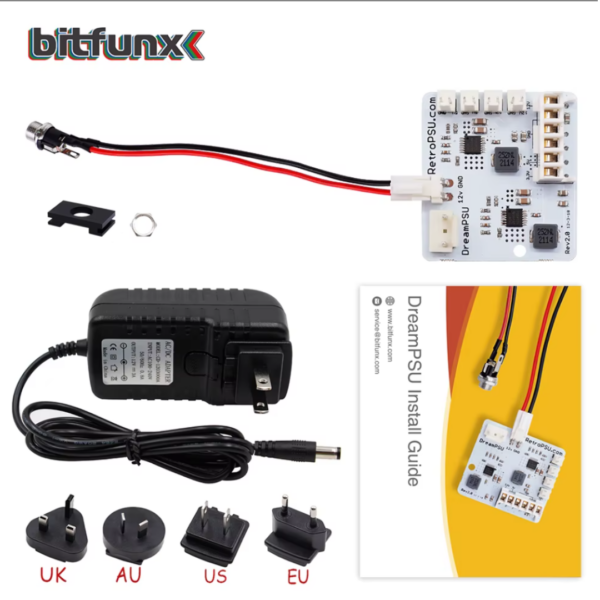 SEGA - Bitfunx SEGA Dreamcast PSU | Alternative Stromversorgung für SEGA Dreamcast Konsolen | 12V | Ersatz Netzteil | Neuware