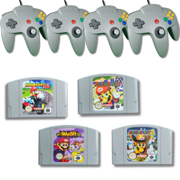 N64 - Original Nintendo 64 Controller | Grau | 4 Stück | Mario Kart | Mario Party | Smash Bros.